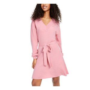 SEQUIN HEARTS Pink Long Sleeve V Neck Short Sweater Dress